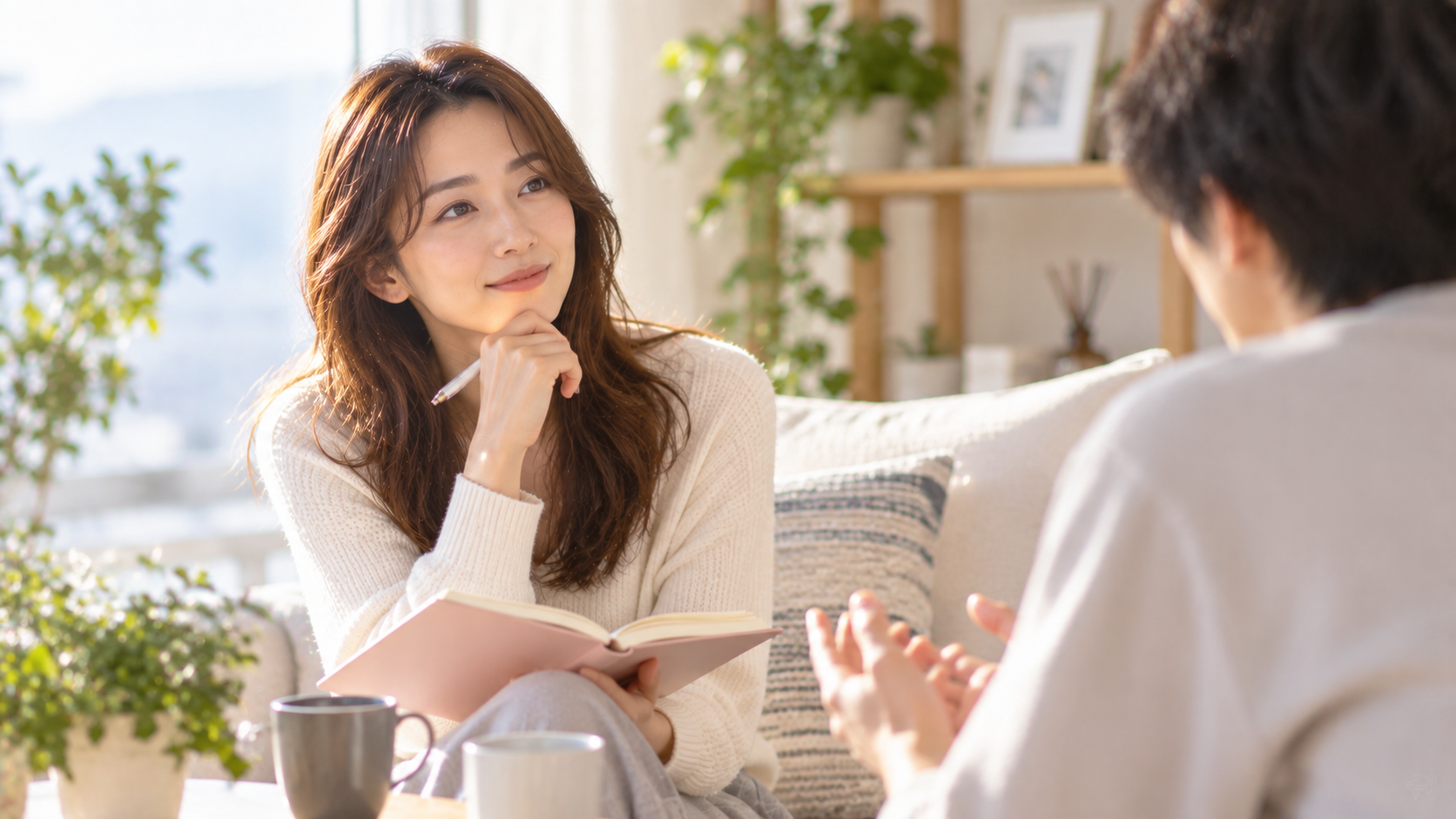 疑問の吹き出しと女性の実写風写真